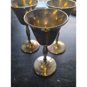Vintage Eales 1779 Silver Plate Wine Goblets Set of 3 EPNS India Tarnish Patina